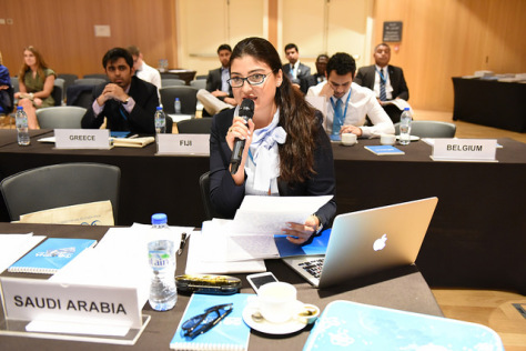 Model IRENA delegates take a vote.