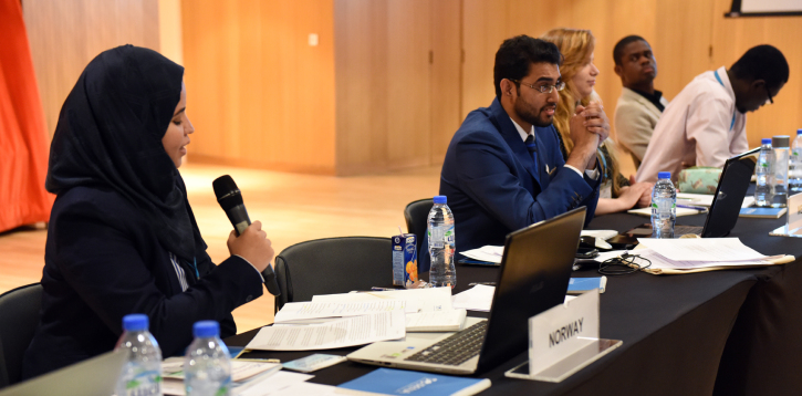 Yassmine Houmane representing Norway at Model IRENA 2015