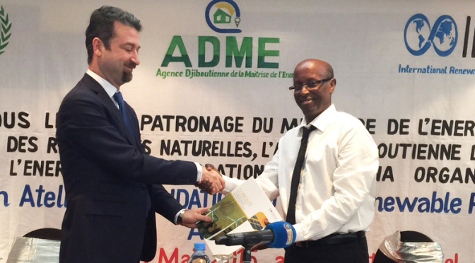 Gurbuz Gonul, IRENA Senior Programme Officer, and Aboubaker Houssein Doualeh, Djibouti Deputy Minister of Energy and Natural Resources